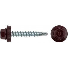 Шурупы кровельные со сверлом 4.8 х 32, темно-борд. RAL-3005 (фасовка 250шт) (23561-4)