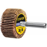 Круг шлифовальный лепестковый d 30 x 15 мм, P180, на шпильке d 6 мм STAYER 36606-180