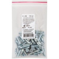 Винт с потайной головкой с полной резьбой оцинкованный DIN 965 4х20 100 шт Фасовка (27764-0)