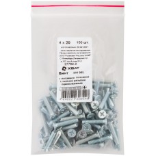 Винт с потайной головкой с полной резьбой оцинкованный DIN 965 4х20 100 шт Фасовка (27764-0)