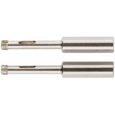 Коронки кольцевые по керамограниту, камню и кафелю алмазные, набор 2 шт., 6х65 мм (16201)