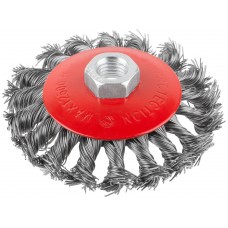 Корщетка-колесо с наклоном, гайка М14, стальная витая проволока 100 мм (39033)