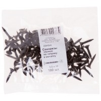 Саморезы черные по гипроку к металлу 3,5 х 19 100 шт Фасовка (22519-0)