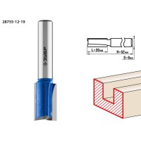 Фреза пазовая прямая 12?19 мм с нижними подрезателями хвостовик 8 мм ЗУБР Профессионал 28755-12-19