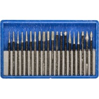 Набор алмазных мини-насадок для гравера 20 шт, хвостовик d 3 мм, Р 150–180 ЗУБР Профессионал 33383-H20