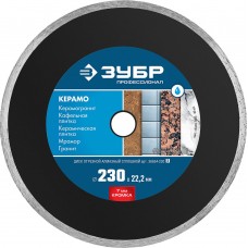 Диск алмазный сплошной Керамо-22 d 230 мм, 22.2 мм, 7 x 2.4 мм ЗУБР Профессионал 36654-230_z02