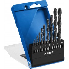 Набор сверл по металлу 1-10 мм 10 шт сталь Р6М5 класс В ЗУБР ПРОФ-В Профессионал 29621-H10