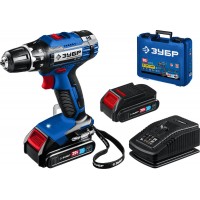 Дрель-шуруповерт 20 В 50 Н·м 2 АКБ 2 А·ч кейс Профессионал ЗУБР Т7 DL-201-22
