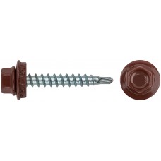 Шурупы кровельные со сверлом 4.8 х 32, бордовый RAL-3009 (фасовка 250шт) (23562-4)