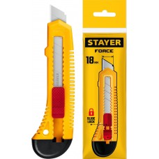 Нож упрочненный 18 мм из АБС пластика со сдвижным фиксатором FORCE STAYER 0911