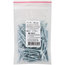 Винт с потайной головкой с полной резьбой оцинкованный DIN 965 4х30 100 шт Фасовка (27766-0)