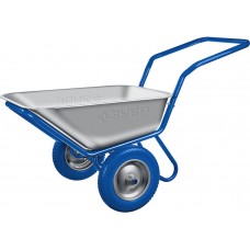 Тачка строительная двухколесная 110 л, 260 кг, в коробке, П-образная ручка, полиуретановые колеса Профессионал ЗУБР ПТ-500 39914