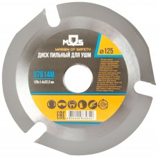 Диск пильный по дереву, посадочный диаметр 22,2 мм, 3 зуба с карбидными вставками, мелкий зуб, 125 мм (37614М)