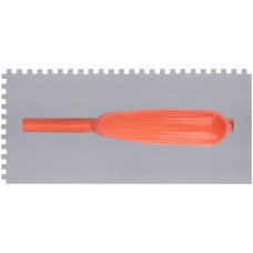 Гладилка стальная с пластиковой ручкой, 280х130 мм зубчатая, зуб 6х6 мм (05137)