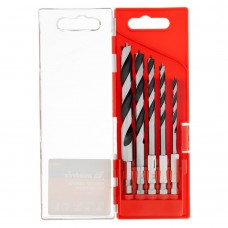 Набор сверл по дереву, 4-5-6-8-10 мм, 5 шт, шестигранный хвостовик, пластиковый кейс, Matrix (70283)