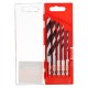 Набор сверл по дереву, 4-5-6-8-10 мм, 5 шт, шестигранный хвостовик, пластиковый кейс, Matrix (70283)