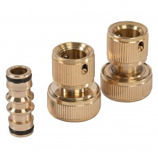 Набор для соединения шлангов 3/4, переходник, 2 соединителя, аквастоп, латунный Palisad (66211)