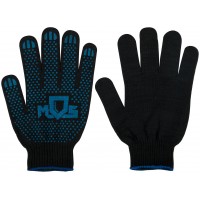 Перчатки вязаные упрочненные ( 5 нитей ) черные х/б с ПВХ (12497)