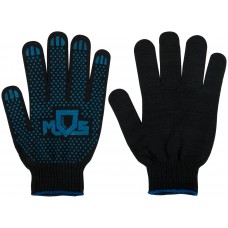 Перчатки вязаные упрочненные ( 5 нитей ) черные х/б с ПВХ (12497)