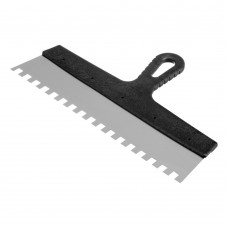 Шпатель из нержавеющей стали, 350 мм, зуб 10 х 10 мм, пластмассовая ручка Сибртех (85507)