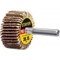 Круг шлифовальный лепестковый d 30 x 15 мм, P60, на шпильке d 6 мм STAYER 36606-060