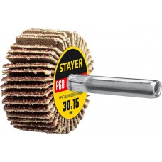 Круг шлифовальный лепестковый d 30 x 15 мм, P60, на шпильке d 6 мм STAYER 36606-060