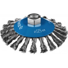 Щетка-крацовка коническая для УШМ 125 мм, стальная проволока 0.5 мм ЗУБР Профессионал 35269-125_z02