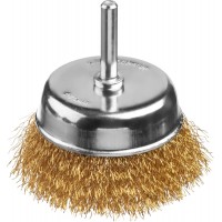 Щетка чашечная для дрели 75 мм, витая стальная латунированная проволока 0.3 мм MIRAX 35147-075
