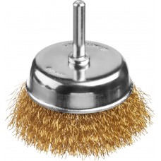 Щетка чашечная для дрели 75 мм, витая стальная латунированная проволока 0.3 мм MIRAX 35147-075