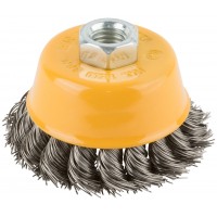 Корщетка-чашка, гайка М14, витая проволока, нержавеющая сталь 75 мм (38847)