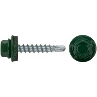 Шурупы кровельные со сверлом 4.8 х 28 зеленый, RAL 6002 250шт. (фасовка) (23512-4)