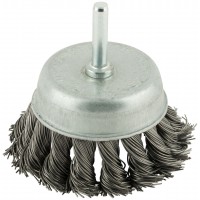 Корщетка чашечная, со шпилькой, стальная витая проволока 65 мм (38477)