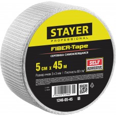 STAYER FIBER-Tape, 5 см х 45 м, 3 х 3 мм, самоклеящаяся серпянка, Professional (1246-05-45_z01)