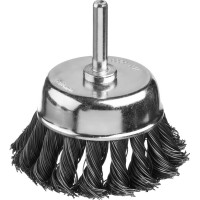 Щетка чашечная для дрели 75 мм, жгутированная стальная проволока 0.5 мм MIRAX 35148-075
