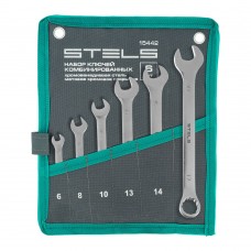 Набор ключей комбинированных 6-17 мм, 6 шт., CrV, матовый хром Stels (15442)