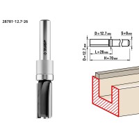 Фреза пазовая прямая 12.7?26 мм с верхним подшипником хвостовик 8 мм ЗУБР Профессионал 28781-12.7-26