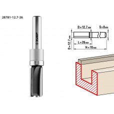 Фреза пазовая прямая 12.7?26 мм с верхним подшипником хвостовик 8 мм ЗУБР Профессионал 28781-12.7-26