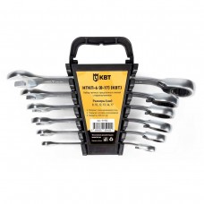 Набор гаечных комбинированных трещоточных ключей с переключателем реверса НТКП-6 (8-17) серия КВТ-PROFESSIONAL (КВТ)