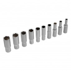 Набор удлиненных торцевых головок 1/4, шестигранные, CrV, 10 шт, 4-13 мм Stels