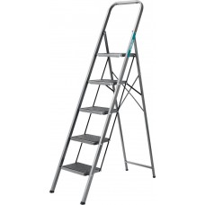 Стальная стремянка 5 ступеней 118 см c широкими обрезиненными ступенями СИБИН 38807-05