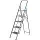 Стальная стремянка 5 ступеней 118 см c широкими обрезиненными ступенями СИБИН 38807-05