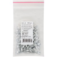 Заклепки вытяжные комбинированные, алюминий-сталь 4,0 х 6 100шт Фасовка (23636-0)