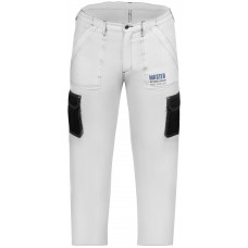 Брюки рабочие Master Color, белые, эластичный пояс, 6 карманов, размер М (30-8011)