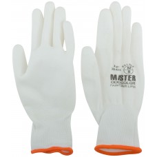 Перчатки белые, полиэстер с обливкой из полиуретана ( водоотталкивающие), р-р М/8 (30-4021)