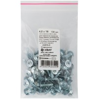 Саморезы для листовых пластин, наконечник-сверло 4,2 х 16 100 шт Фасовка (22816-0)