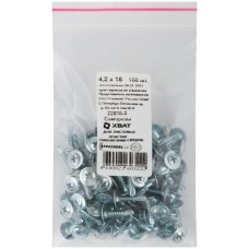 Саморезы для листовых пластин, наконечник-сверло 4,2 х 16 100 шт Фасовка (22816-0)