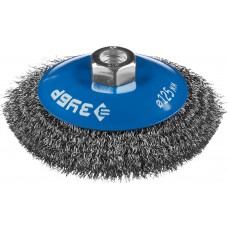 Щетка-крацовка коническая для УШМ 125 мм, витая стальная проволока 0.3 мм ЗУБР Профессионал 35265-125_z02