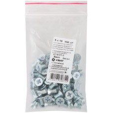 Винт с потайной головкой с полной резьбой оцинкованный DIN 965 6х10 100 шт Фасовка (27781Р1-0)