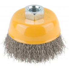 Корщетка-чашка, гайка М14, волнистая проволока, нержавеющая сталь 75 мм (38842)