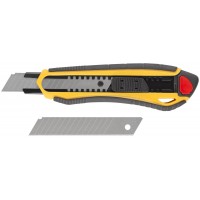 Нож технический 18 мм усиленный прорезиненный, 2-х сторонняя автофиксация (10248)